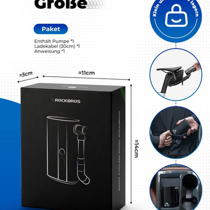Mini Elektrische Akku Luftpumpe LED - Anzeige (Fahrrad Luftpumpen) kaufen bei Linkreich – Jetzt entdecken!