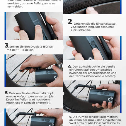 Mini Elektrische Akku Luftpumpe LED - Anzeige (Fahrrad Luftpumpen) kaufen bei Linkreich – Jetzt entdecken!