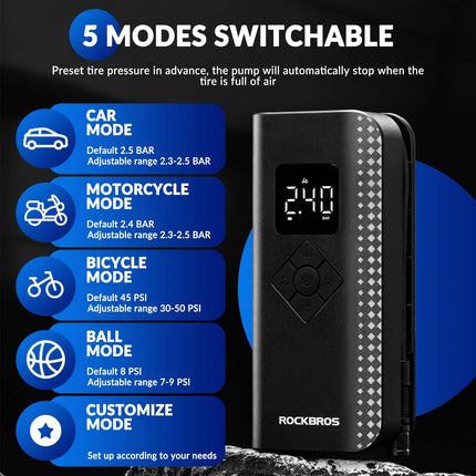 Mini Elektrische Luftpumpe 7 - 150PSI 5 Modi (Fahrrad Luftpumpen) kaufen bei Linkreich – Jetzt entdecken!