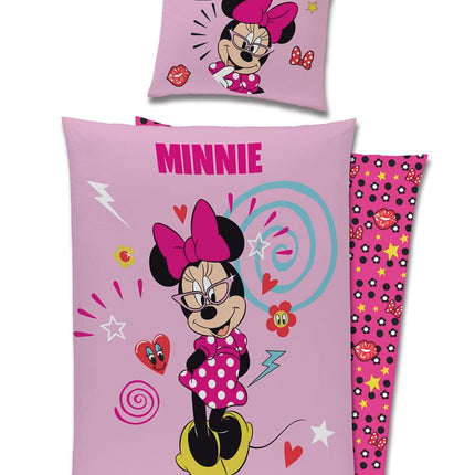 SEO. Minnie Maus pinke Bettwäsche - weiche Baumwolle 140x200 cm Kissen und Decke - Linkreich