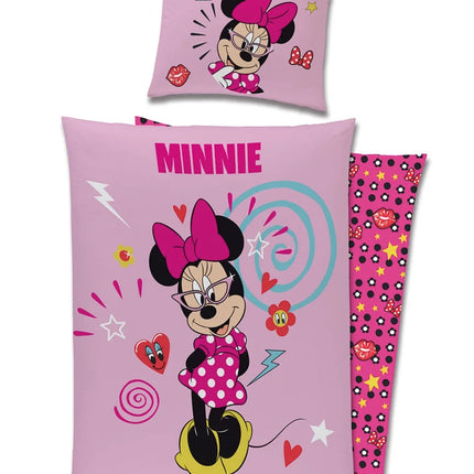 Minnie Maus pinke Bettwäsche - weiche Baumwolle 140x200 cm Kissen und Decke