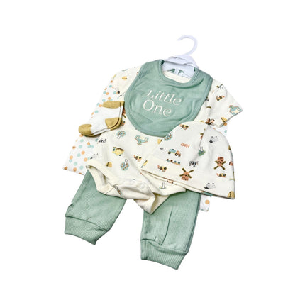Baby Starter-Set » Geschenk Set aus Body, Hose, Lätzchen, Socken & Mütze » Geschenkidee für Babyparty » Baby Geschenk-Set für die Babyparty