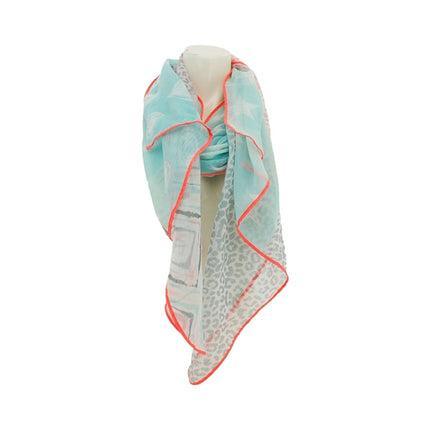 Sommer Damen Schal » Bunt mit Neon Rand » leichter Sommerschal 180 x 70 cm » Halstuch mit verschiedenen Mustern » Damenschal weich & dünn