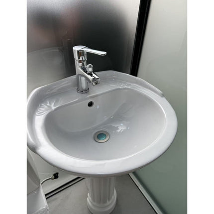 Mobile Duschkabine mit WC & Waschbecken – 140×110×215 cm – Komplettmodul (Duschkabinen) kaufen bei Linkreich – Jetzt entdecken!