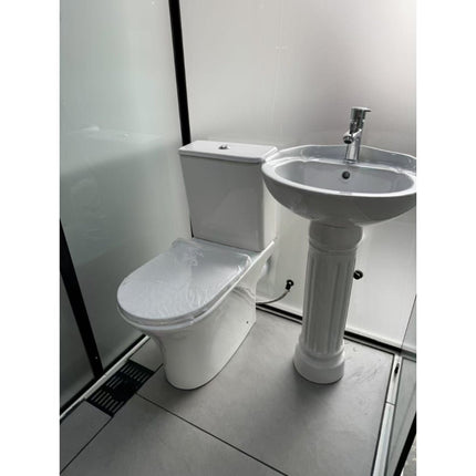 Mobile Duschkabine mit WC & Waschbecken – 140×110×215 cm – Komplettmodul (Duschkabinen) kaufen bei Linkreich – Jetzt entdecken!