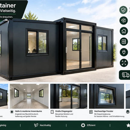 Mobiles 3-Zimmer Containerhaus – Faltbares Tiny House mit Bad & Küche | Fertighaus TH1 - Linkreich