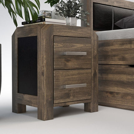 SEO. MODENA - VERSO Massivholz Nachttisch mit 2 - Schubladen - Light - Wenge Linkreich