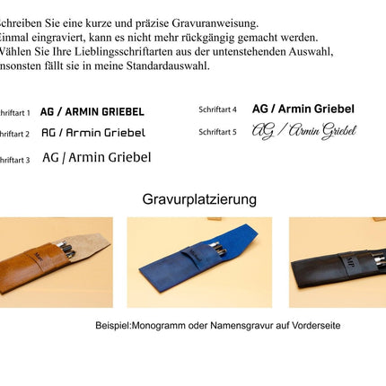 Monogramm - Federtasche. Bleistifthalter aus Leder.Leder Stifthülle. Personalisiertes Stifteetui. Monogram Stifteetui. Gravur Stifteetui. () kaufen bei Linkreich – Jetzt entdecken!