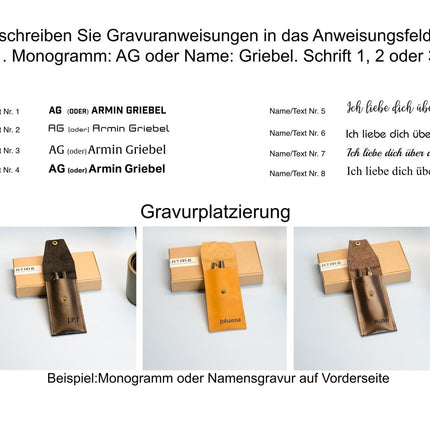 Monogramm - Federtasche. Bleistifthalter aus Leder.Leder Stifthülle. Personalisiertes Stifteetui. Monogram Stifteetui. Gravur Stiftetui. () kaufen bei Linkreich – Jetzt entdecken!