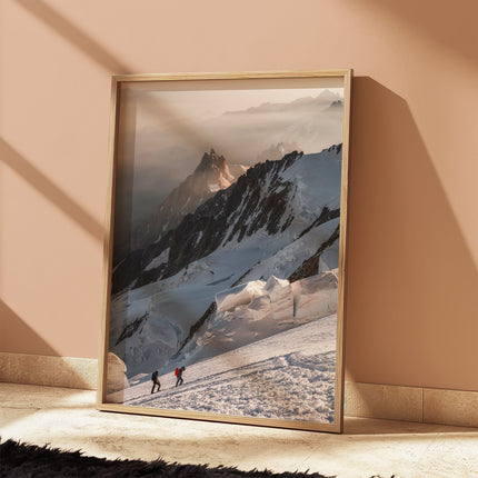 Mountaineers on Mont Blanc Print – Alpine Adventure Wall Art