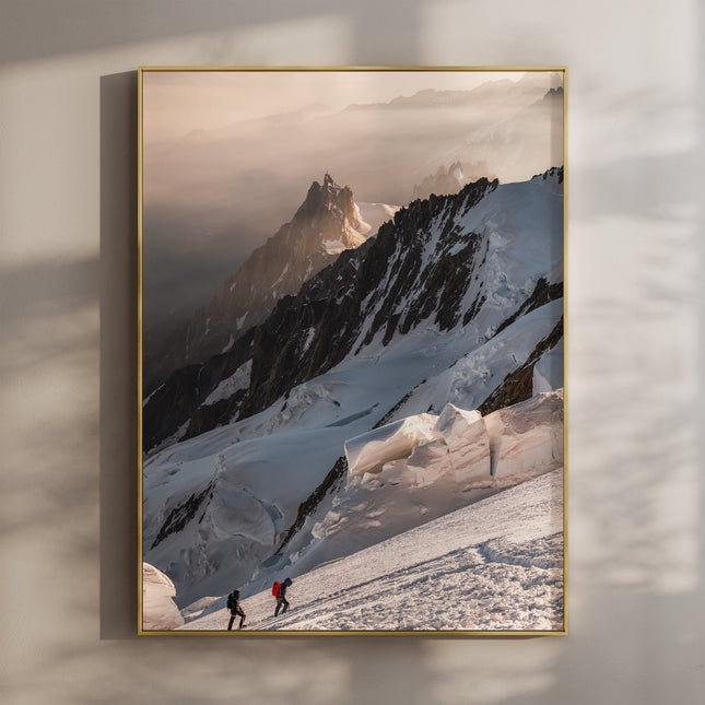 Mountaineers on Mont Blanc Print – Alpine Adventure Wall Art