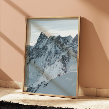 Skier Descending the Iconic Midi Arete | Alpine Mountain Wall Art Print