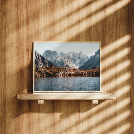 Tour du Mont Blanc Wall Art - Hiker with Alpine Reflections | Chamonix Print