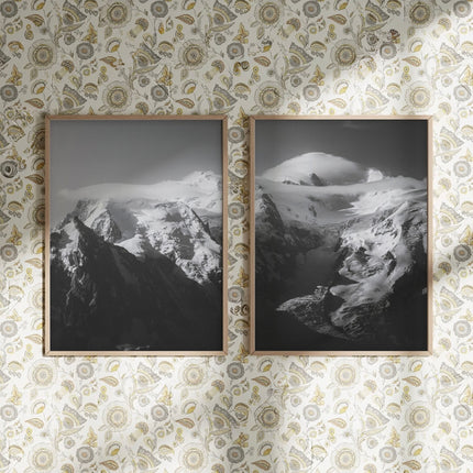 Mont Blanc Massif Monochrome Wall Art – Premium Mountain Photography Prints