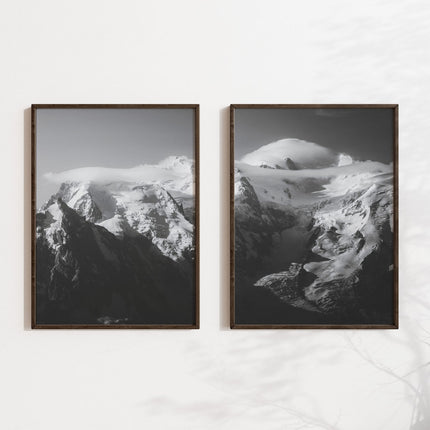 Mont Blanc Massif Monochrome Wall Art – Premium Mountain Photography Prints