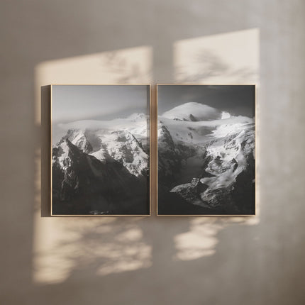 Mont Blanc Massif Monochrome Wall Art – Premium Mountain Photography Prints