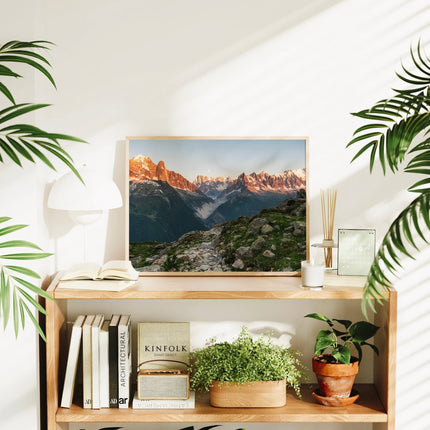 Mont Blanc Massif Sunset Wall Art - Chamonix Print with Mer de Glace View