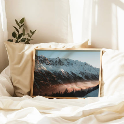 Mont Blanc Massif Sunset Wall Art - Golden Hour Chamonix Landscape Print