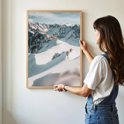Mountaineers on the Aiguille du Midi Arête - Chamonix Alpine Landscape