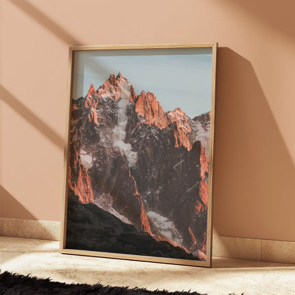Aiguille de Chamonix Sunset Wall Art | Alpine Mountain Print