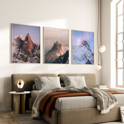 Les Drus & Aiguille du Midi Set of 3 – Mountain Wall Art Prints