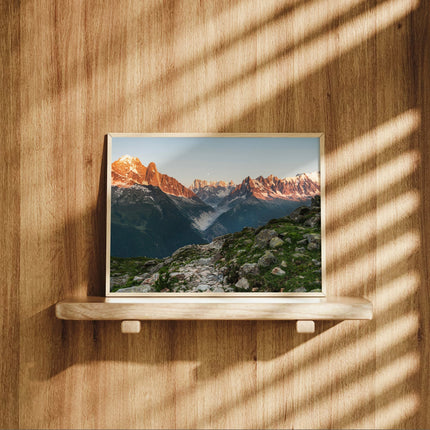 Mont Blanc Massif Sunset Wall Art - Chamonix Print with Mer de Glace View