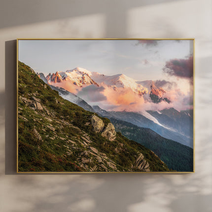 Mont Blanc Massif Sunset Wall Art Print - Chamonix Print