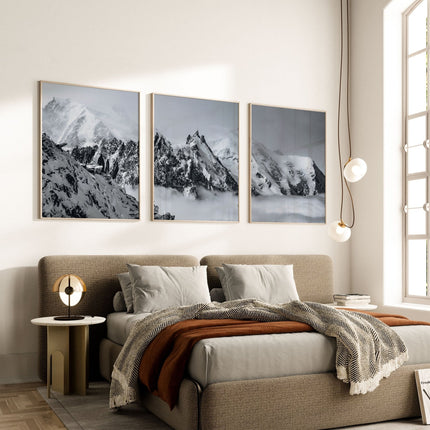 Mont Blanc Wall Art Triptych – Aiguille du Midi Mountain Photography