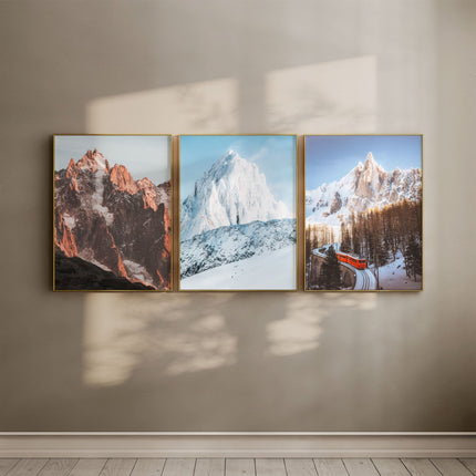 Chamonix Mountains Triptych Wall Art Set