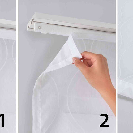 2er Set Schiebegardinen »Nizza« Baumwoll-Voile Halbvoile Transparent Flächenvorhang mit Paneelwagen und Beschwerungsstange 2019032-2