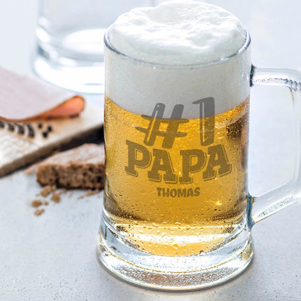SEO. Montana Bierkrug mit Gravur "1 Papa" mit Namen - 0,3 L Linkreich