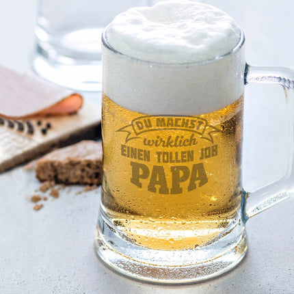 SEO. Montana Bierkrug mit Gravur "Du machst wirklich einen tollen Job Papa" - 0,3 L Linkreich
