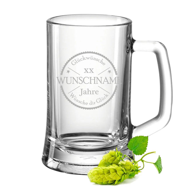 SEO. Montana Bierkrug mit Gravur "Glückwünsche" - 0,3 L Linkreich