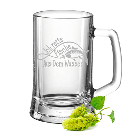 SEO. Montana Bierkrug mit Gravur "Ich rette Fische aus dem Wasser" - 0,3 L Linkreich