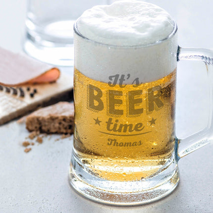 SEO. Montana Bierkrug mit Gravur "It's Beer time" mit Namen - 0,3 L Linkreich