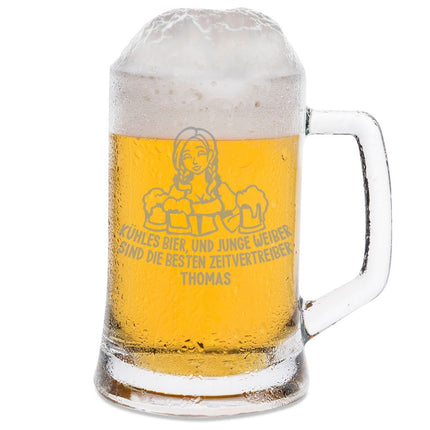 SEO. Montana Bierkrug mit Gravur "Kühles Bier und junge Weiber" mit Namen - 0,3 L Linkreich