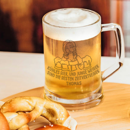 SEO. Montana Bierkrug mit Gravur "Kühles Bier und junge Weiber" mit Namen - 0,3 L Linkreich