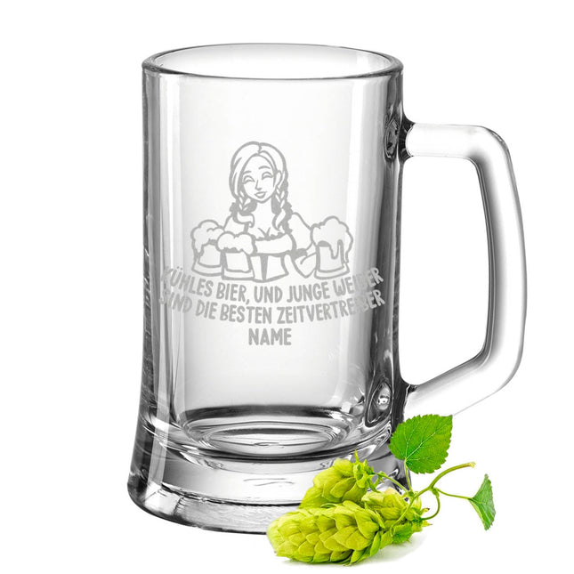SEO. Montana Bierkrug mit Gravur "Kühles Bier und junge Weiber" mit Namen - 0,3 L Linkreich