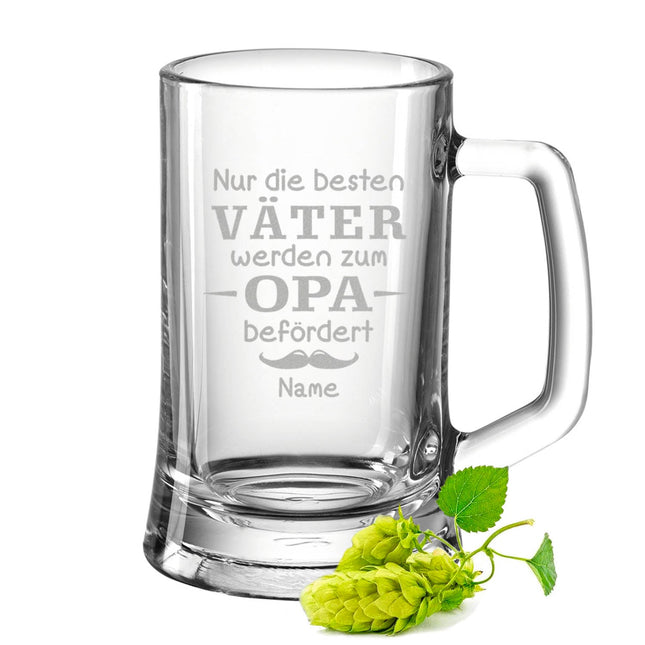 SEO. Montana Bierkrug mit Gravur "Nur die besten Väter werden zum Opa befördert" mit Namen - 0,3 L Linkreich