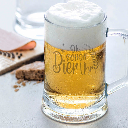 SEO. Montana Bierkrug mit Gravur "Oh schon Bier Uhr" - 0,3 L Linkreich