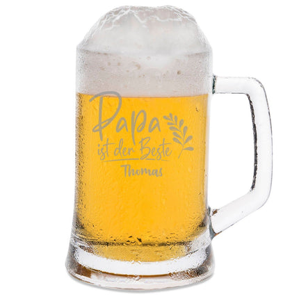 SEO. Montana Bierkrug mit Gravur "Papa ist der Beste" mit Namen - 0,3 L Linkreich