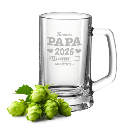 SEO. Montana Bierkrug mit Gravur "Papa Loading" mit Namen - 0,3 L Linkreich