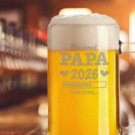 SEO. Montana Bierkrug mit Gravur "Papa Loading" mit Namen - 0,3 L Linkreich