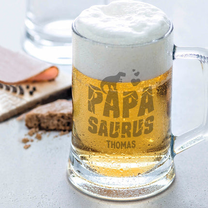 SEO. Montana Bierkrug mit Gravur "Papa Saurus" mit Namen - 0,3 L Linkreich