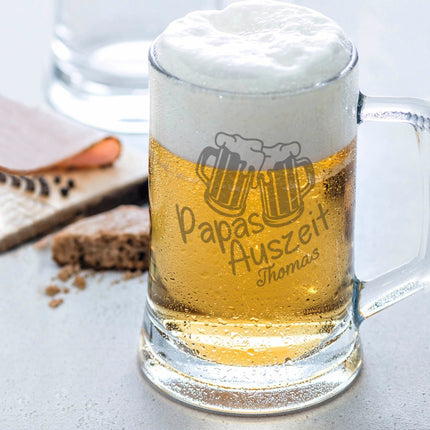 SEO. Montana Bierkrug mit Gravur "Papas Auszeit" mit Namen - 0,3 L Linkreich