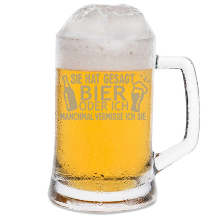 SEO. Montana Bierkrug mit Gravur "Sie hat gesagt Bier oder ich" - 0,3 L Linkreich