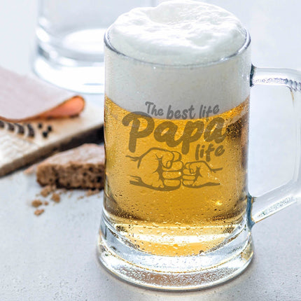 SEO. Montana Bierkrug mit Gravur "The best life Papa life" - 0,3 L Linkreich