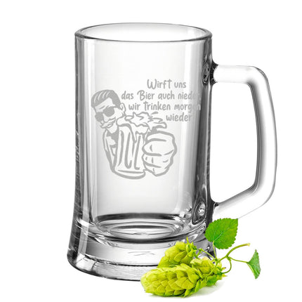 SEO. Montana Bierkrug mit Gravur "Wirft uns das Bier auch nieder" - 0,3 L Linkreich