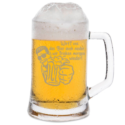 SEO. Montana Bierkrug mit Gravur "Wirft uns das Bier auch nieder" - 0,3 L Linkreich