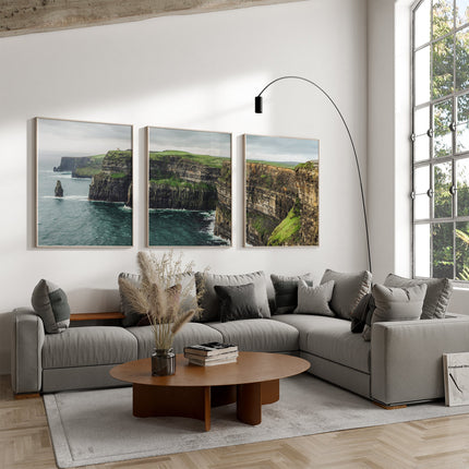 Cliffs of Moher Wall Art Set of 3 – Irish Coastal Triptych Photography
